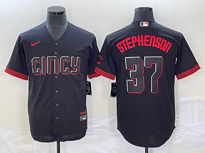 Men's Cincinnati Reds Tyler Stephenson #37 Black 2023 City Connect Jersey